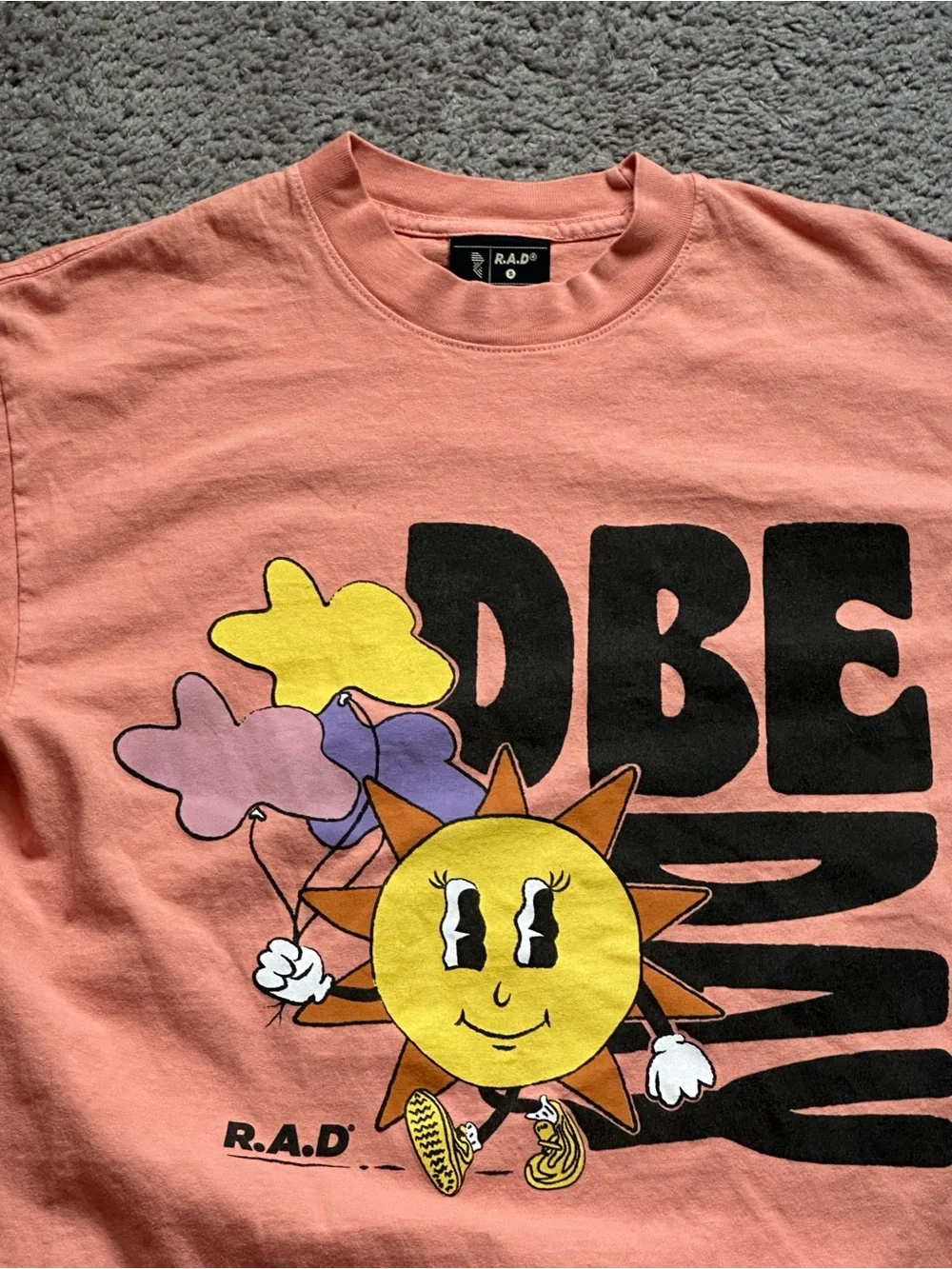 R.A.D x DBE collab 2022 Sun Graphic Logo Tee Crew Neck Short Sleeve Size S - Picture 4 of 6